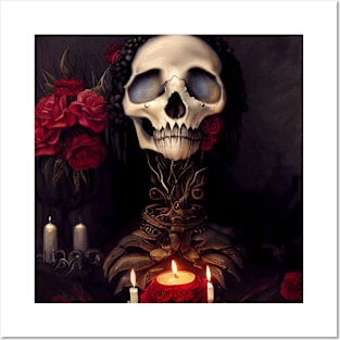 Skulls and roses Posters and Art